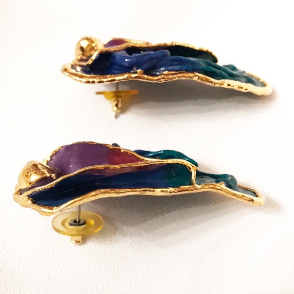 Vintage Jewelry - Vintage Gold & Multicolor Earrings